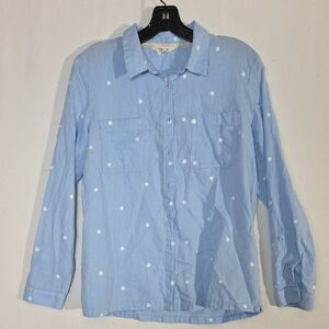 Whitestuff organic cotton embroindered polka dots button down shirt